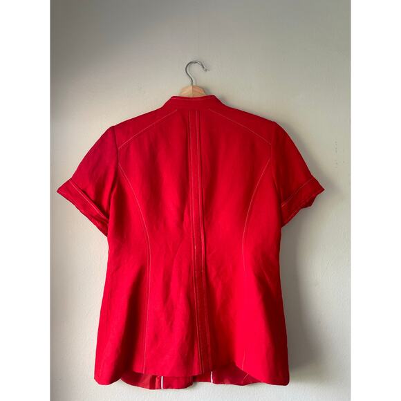 Calvin Klein Red Linen-Blend Short-Sleeve Blazer – Size M/L - Picture 6 of 8